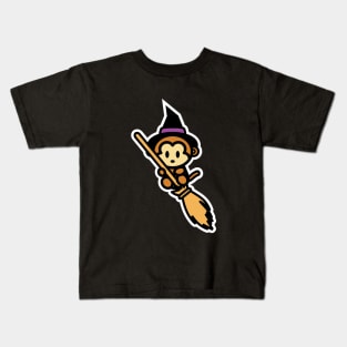 Monkey Witch Halloween Bambu Brand Momo Monkey Kids T-Shirt